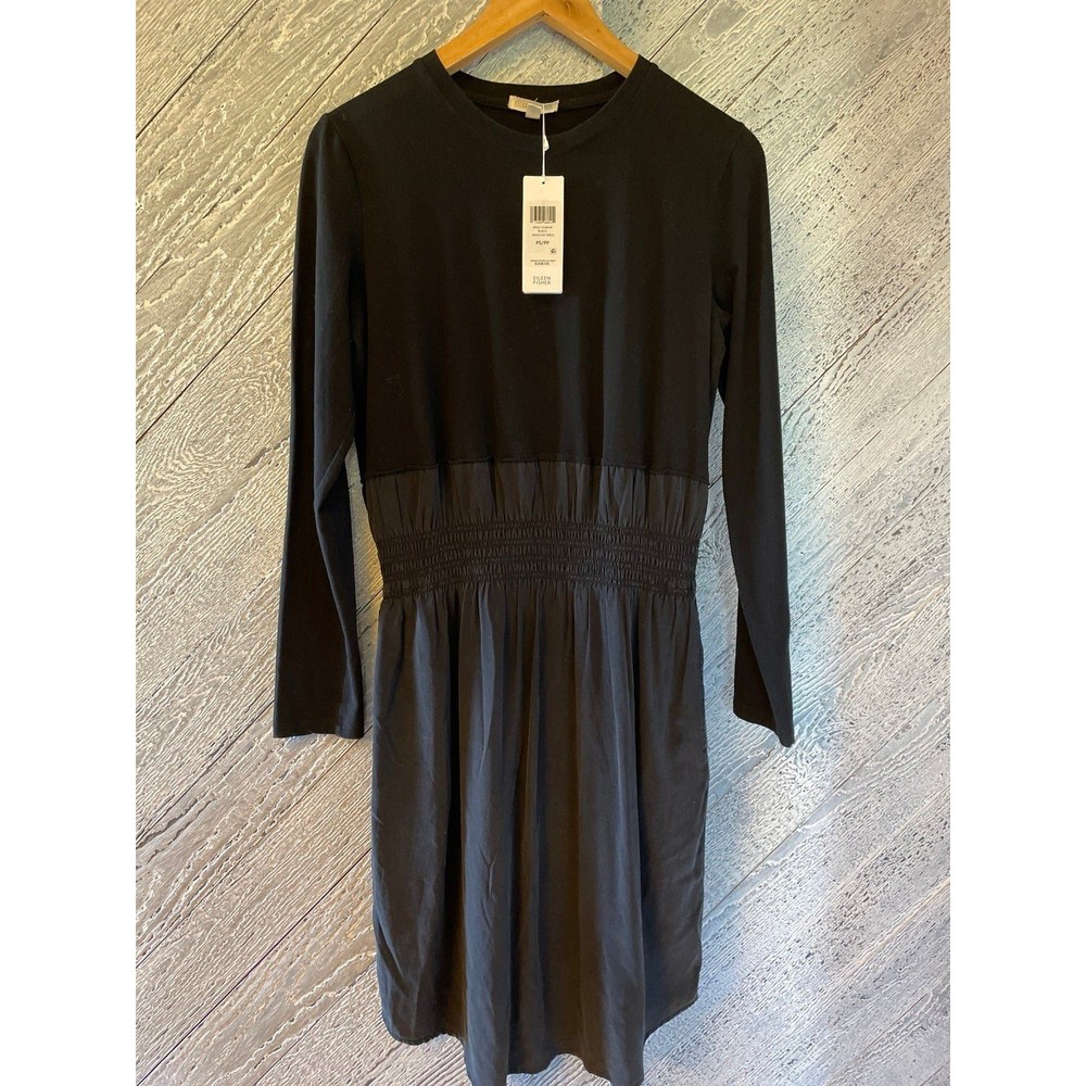 Eileen Fisher Silk Georgette Crepe dress petite small - mock NK dress NWT